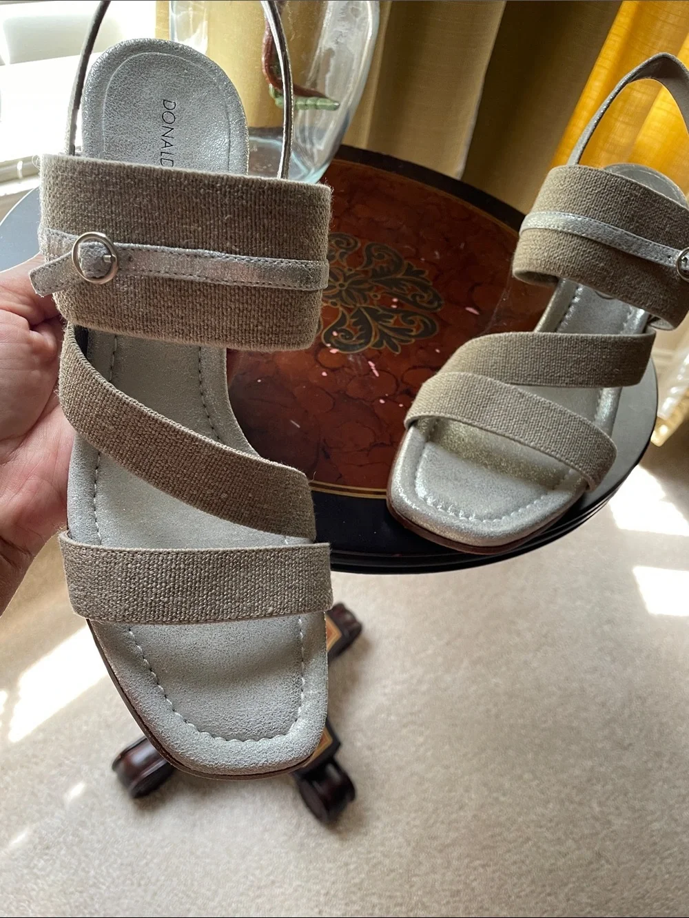 Donald J. Pliner Taupe Strappy Slingback Sandals